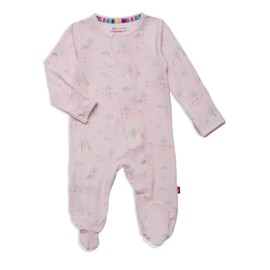 Magnetic Me Girls Modal Magnetic Baby Footie Pajamas | Silky Soft Modal Fabric | Pink Safari | Preemie