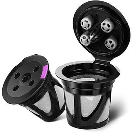 Reusable k Cups for Keurig, 2-Pack Universal k Cup Reusable Coffee Pods, Kcup Refillable Coffee Pod Deals with 5 Holes Compatible with Keurig Supreme Multistream Series, Black