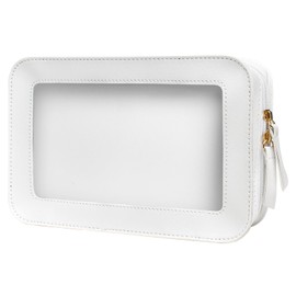 LETGO LETGO Clear Makeup Bags, TSA Approved Toiletry Bag with Zipper, Clear Makeup Organizer Fit Carry-on Travel Essentials,Clear Cosmetic Bags for Women Men (C-Beige)