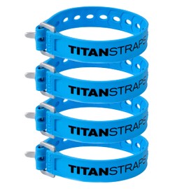 Titan Utility Straps – Easy-to-Use, Reliable Tension Straps for Securing Bike & Moto Gear, Skis, Garden Hoses, Field Repairs – Use in Frigid Temp – 60 lb.Working Load, 14" Length, Ocean Blue, 4-Pack