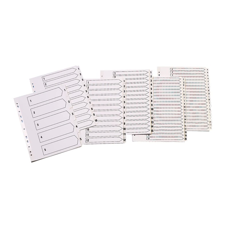 Q-Connect KF01527 Index A4 Multi-Punched 1-5 Reinforced Board Clear Tabbed