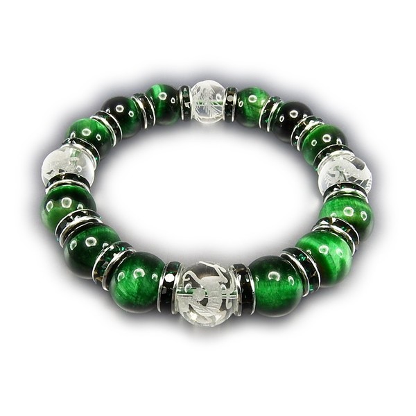 isigaii Natural Stone Green Tiger Eye Genuine Crystal Four God