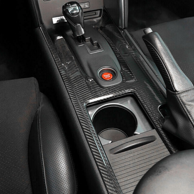 Carbon Fiber Center Console Gear Shift Cup Holder Panel Cover