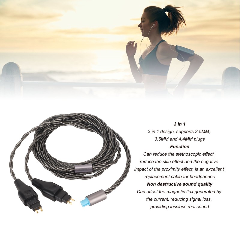 2Pin Sound Cable 3 in 1 Silver Plated Copper Cable