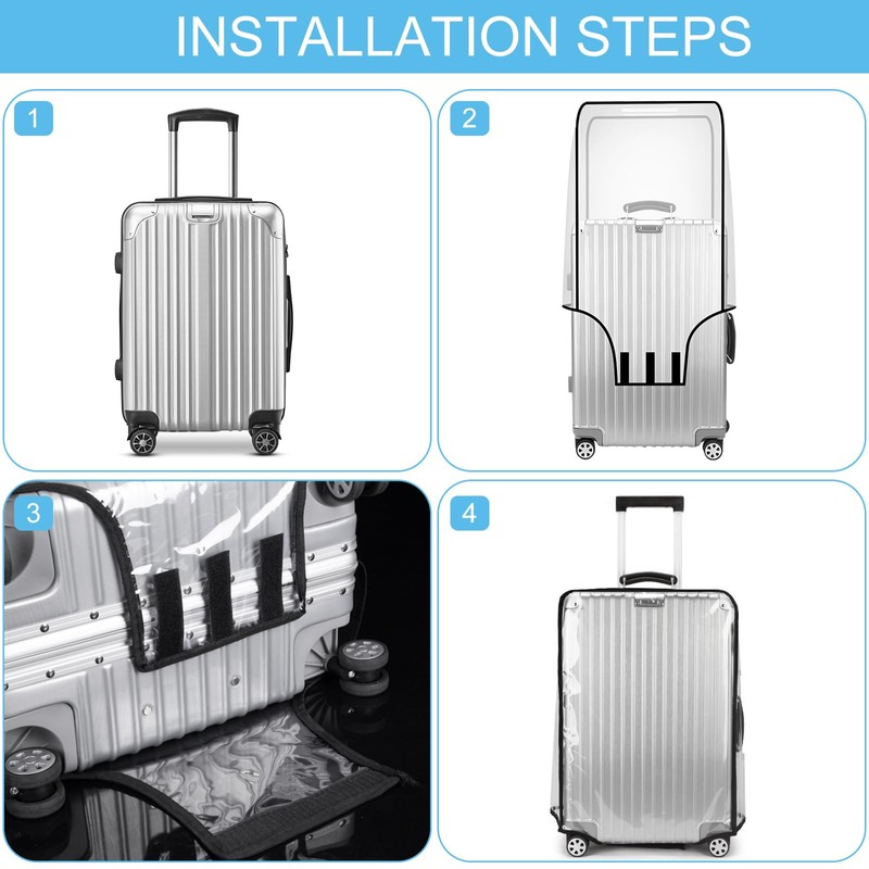 TOKSEO PVC Suitcase Cover Transparent Blue, blue, simple
