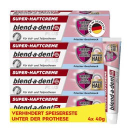 Blend-a-dent Adhesive Cream, Barrier Against Food Leftovers, 4 x 40 g