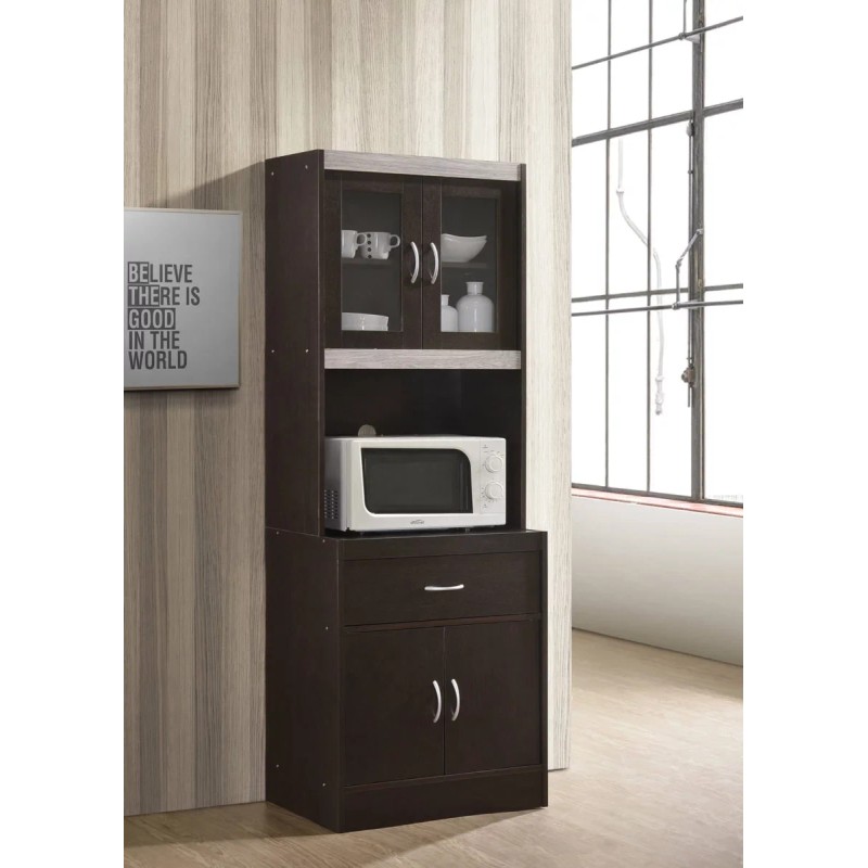 Hodedah KITCHEN MICROWAVE CABINET Kitchen Storage | Multiple Wooden Finishes