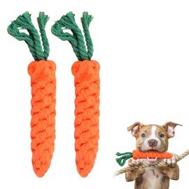 Mokaskaidj Pack of 2 Puppy Chew Toy, Dog Toy Carrot, Puppy Carrot Rope Toy, Braided Chew Toy for Puppies, Interactive Puppy Toy with Teeth Cleaning Effect