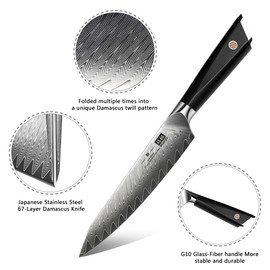 SHAN ZU Kochmesser Allzweckmesser Profi 15cm 67 Schichten Damaststahl Küchenmesser mit G10 Griff