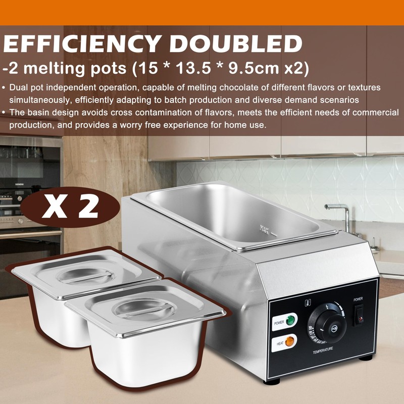 110V chocolate tempering machine,Cheese melting machine,9 Lbs 2 Tanks Chocolate