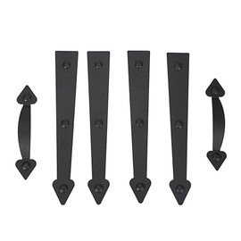 AntiqueSmith Magnetic Decorative Garage Door Curb Appeal Faux Hinges Handles Hardware Kit Color Black