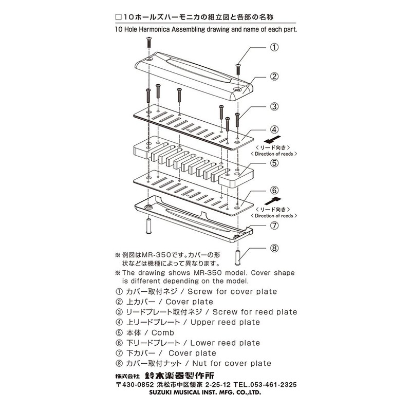 SUZUKI Suzuki 10 Hole Harmonica MANJI M-20 Cm Tone Replacement