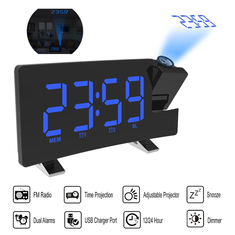 Clock Multifuctional Projection FM Radio Alarm Clock With USB Charging