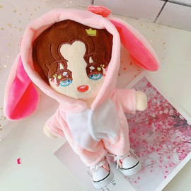 niannyyhouse 7.9 inches (20 cm) Doll Clothes, Coveralls + Shoes, Set of 2, Rabbit Clothes, Cotton Doll Clothes, Pajamas, Doll Baby Clothes (20 cm, pink)