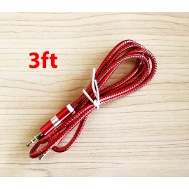 Unbranded 3ft Aux Cord 3.5mm Male to Male Auxiliary Audio Cable For Car Headphone - Red 3ft