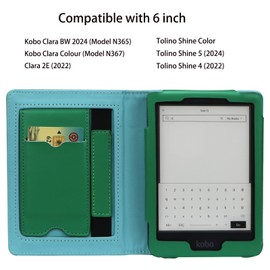 ZhaoCo Case for Kobo Clara BW/Clara Colour/Clara 2E, Tolino Shine Color/Shine 5/Shine 4, Premium PU Leather Book Folio Cover - Green