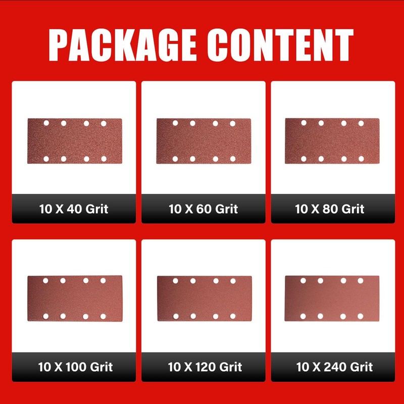 TOPEX Rectangular Detail Sander Pads 93 * 187mm Sanding Sheets