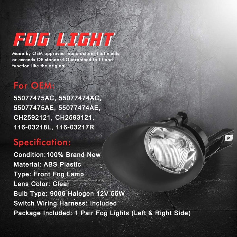 A ABIGAIL Driving Fog Lights Lamps Replacement for 2002-2008 Dodge