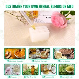 NFFTYUUT Reusable Suppository Molds Kit,2ML, Silicone Suppository Molds | Kit Includes 4 Suppository Mold Tray's, 10 Liquid Droppers