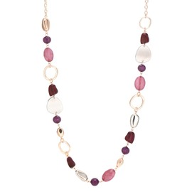 Long Chunky Beaded Necklaces for Women Rose Gold/Gold Long Statement Necklace Sweater Chain Costume Jewellery Gifts for Her(Purple)