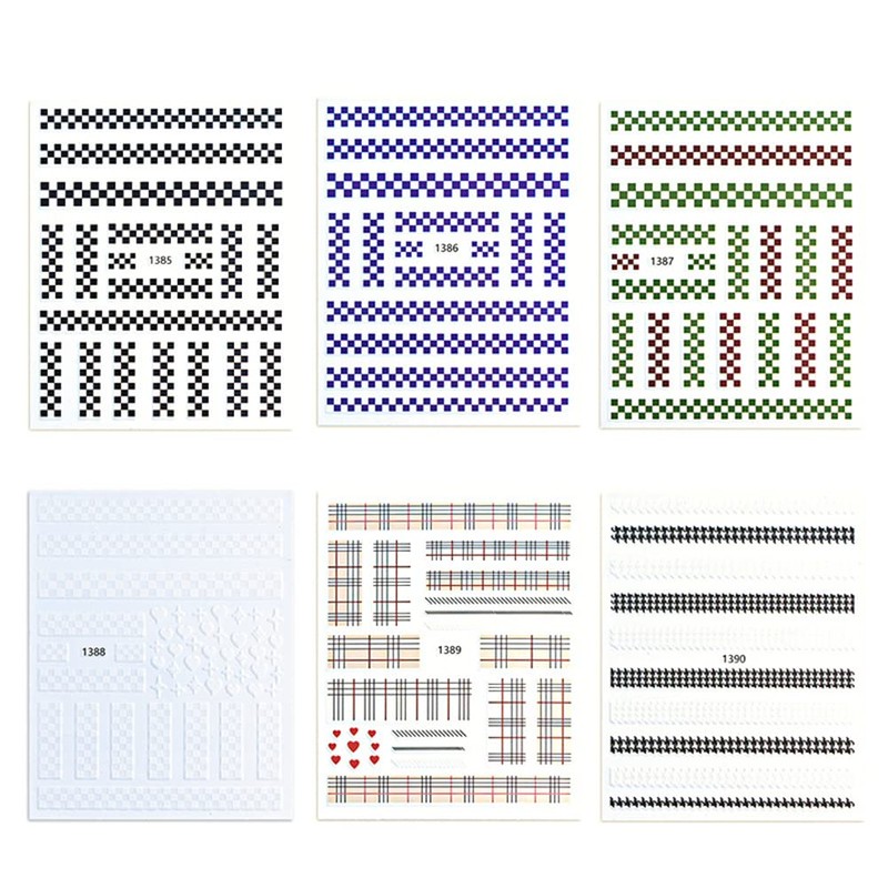 Black and White Lattice Houndstooth Pattern Nail Stickers Lattice Series
