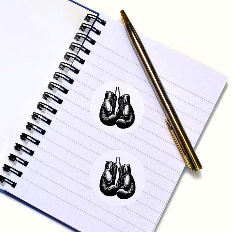 24 x 40mm Round 'Boxing Gloves' Stickers (SK00071890)