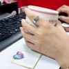 Acecare Just Breathe Ring for Women, Adjustable Stainless Steel Wrap