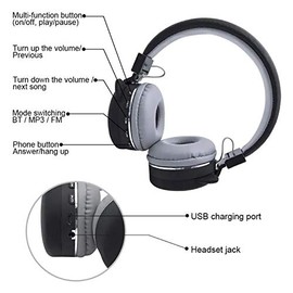 Vimi Audifonos Bluetooth Inalambricos Diadema Radio FM (Gato Negro)