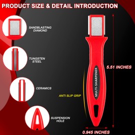 Inefticism 2-Pack Garden Tool Sharpener, Multi-Tool Blade Sharpener for Pruners, Scissors & Garden Tools, Compact & Portable Sharpening Stone for Outdoor, Kitchen & Gardening Tool Maintenance