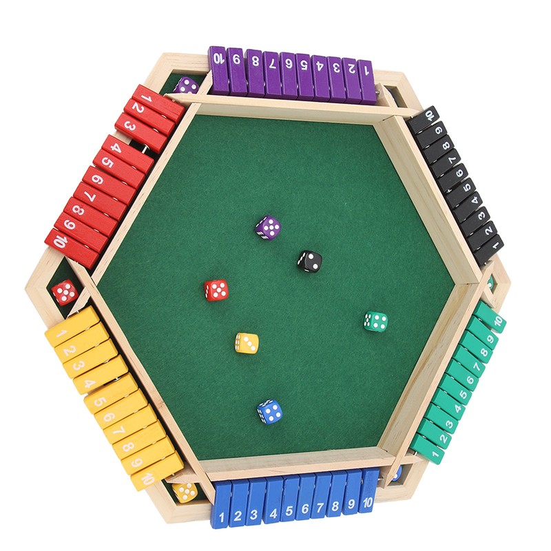 Shut The Box Dice Game 6 Player 6 Color Sided