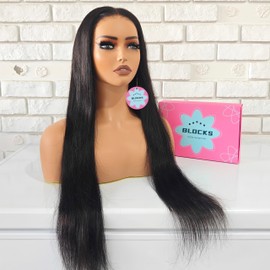 BLOCKS Wear and Go Glueless Wig Straight Human Hair for Women 20 Inch 5x7 HD Lace Pre Cut Wig 180% Density (24 Inch)
