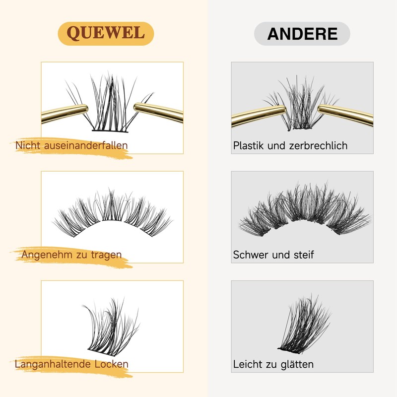 QUEWEL Lash Cluster Pack of 60, Mixed Eyelash Clusters 10-16