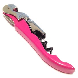 Pink Corkscrew Doubled Hinged Waiters Wine Key Bottle Opener with Foil Cutter