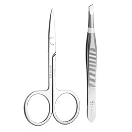 FOMIYES Stainless Steel Eyebrow Grooming Kit Durable Brow Scissors Precision Tweezers for Trimming and Shaping for Personal Professional Use