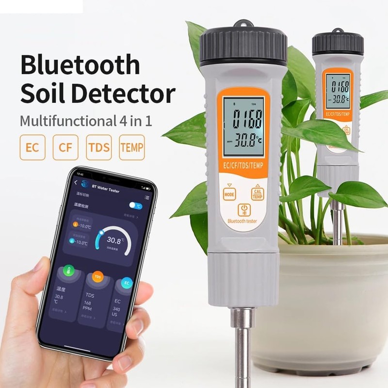 Byttlerom 4 in 1 Soil Tester with Bluetooth EC/TDS/Temperature Meter