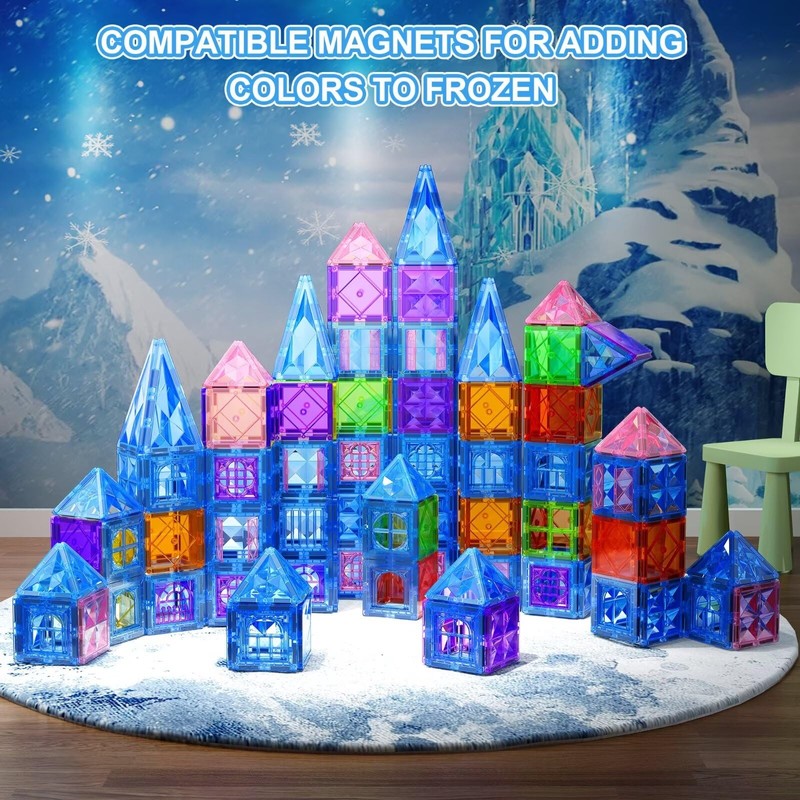 Diamond Magnetic Tiles 102pcs, Magnetic Building Blocks Princess Pretend Play