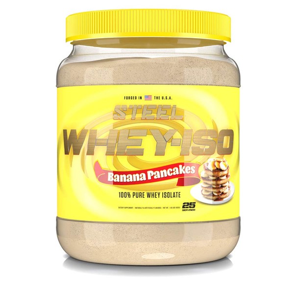 Steel Supplements Whey-Iso | Whey Isolate Protein Powder | Fast Absorbing | Lean Muscle Growth | Easy Digestion | Gluten Free | Low Carb | 25 Serving (Banana Pancakes)