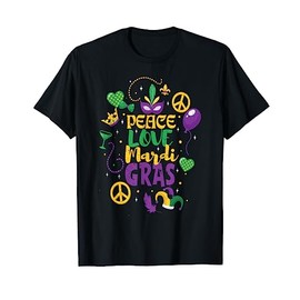 Peace Love Mardi Gras Retro New Orleans Frestival T-Shirt