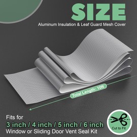 Memrita Aluminum Insulation and Leaf Guard Mesh Cover for Portable Air Conditioner Window Vent Kit, Heat Insulation Aluminum Layer with Mesh Vent Cover Reflecte Sunlight, Keep Out Leaves & Debris