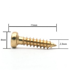 Xuxing 50pcs Acoustic Electric Guitar Tuning Pegs Screws,Bass Guitar Machine Heads Mounting Screws for Electric/Acoustic Guitar Bass (Gold, 2 * 11mm)
