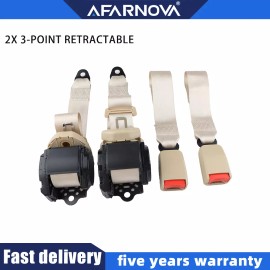 AFARNOVA 2 Set Retractable 3 Point Seat Belt Straps Adjustable Belt plus lap belts