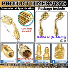 WenTigDY R410A Adapter,5/16'' SAE Female to 1/4'' SAE Male Flare，A2l Refrigerant Adapter for Air Conditioners HVAC，R410A Adapter for Mini Split Vacuum Adapter（2 Angled Adapter）