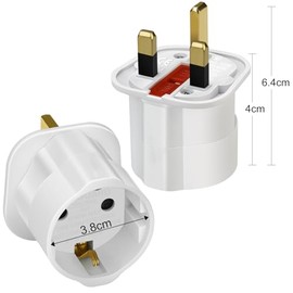 VGUARD VGUARD European to UK Adapter, 3 Pack Plug Adaptor EU to UK Plug Adapter 2 Pin Plug Adaptor to 3 Pin for Travel from France, Italy, Spain, Germany to UK - White