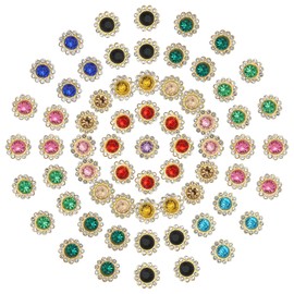 PATIKIL 12mm Sunflower Diamond Sew on Rhinestones, 150 Pcs Rhinestone Sequin Embellishments Crystal Glass Metal Base Flower Claw Rhinestones for Bedazzling Crafting Clothes, 10 Color