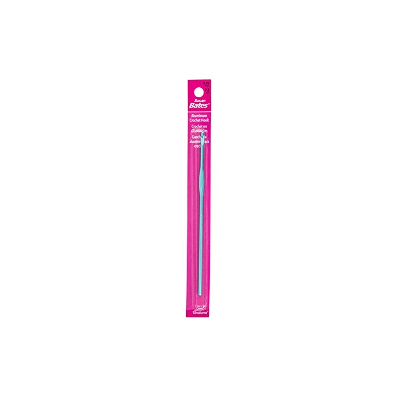 Susan Bates 5-1/2-Inch Silvalume Aluminum Crochet Hook, 3.25mm, Blue