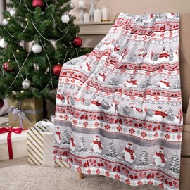 Christmas Blanket Soft Cozy Lightweight Xmas Snowman Elk Throw Blanket for Couch Sofa Bed Living Room Home Decor for Boys Girls Kids Adults Gift 50x60 inch