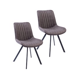 Porthos Home Vue Dining Chairs Set of 2, Soft Microfiber Upholstery with Vertical Channel Tufts and Rust-Resistant Metal Legs, Armless Design for Dining Rooms and Kitchens