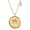 Elegant Gold-Plated Pendant Necklace, Snowflake Design with Pearl Accent, Chain