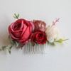 Fangsen Boho Red Rose Flower Leaves Floral Comb With Spring