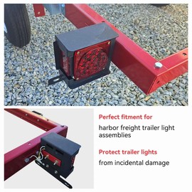 Pair Square Trailer Tail Light Mounting Box & License Plate Bracket with Screws Left Right Guard Cover Heavy Duty Steel (Offer Protection for Lights) for Trailers Under 80" Boat Truck Marine Camper RV
